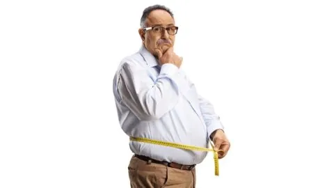 Elderly man with large waistline