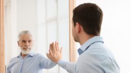 Young man as old man